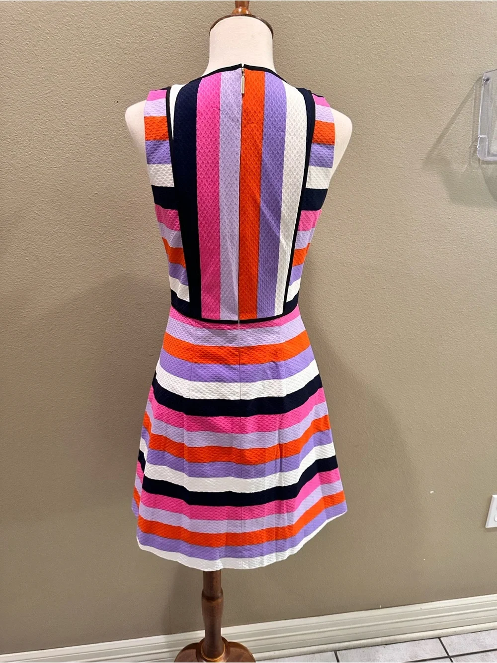 Kate Spade Sunset Stripe Jacquard Dress Striped Sleeveless A-Line Dress Size 0